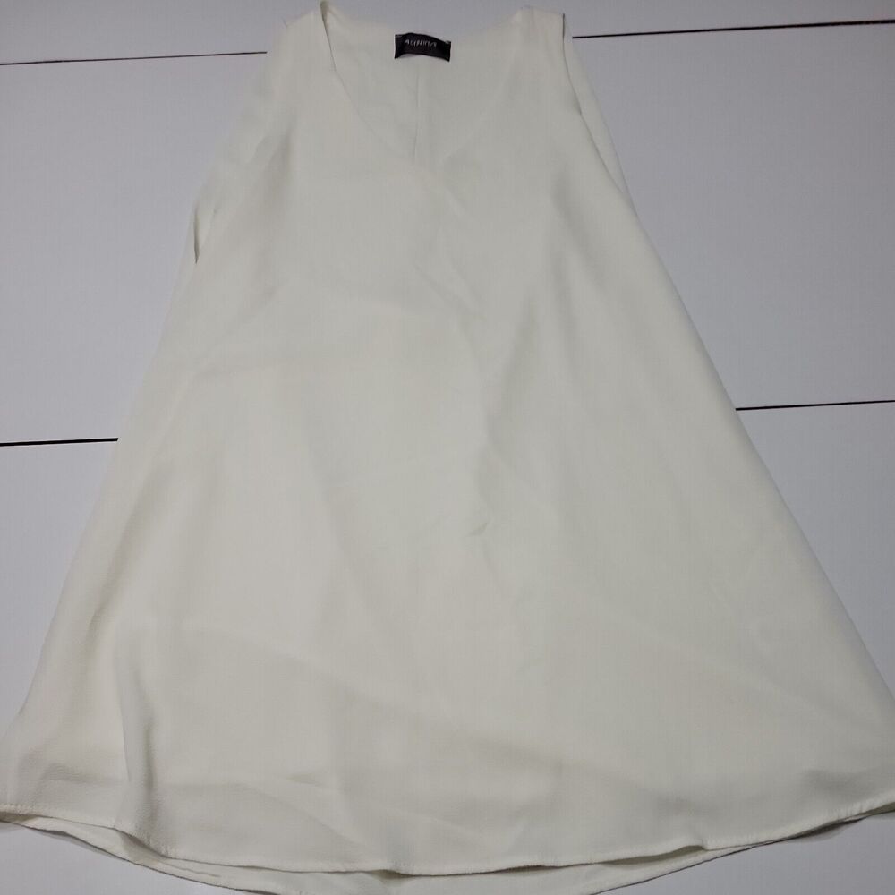 For Sienna Dress Womens M Cream V Neck‎ Pullover Cape Cut Sheer Back Sleeveless